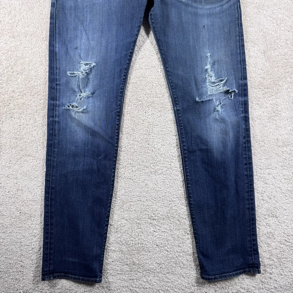Diesel Jeans Men 32x32 Blue Buster Regular Slim Tapered Stretch Destroyed‎ Y2K